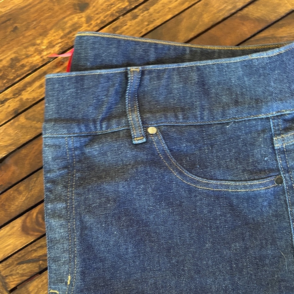SPANX® dark WASH PULL-ON CROPPED WIDE LEG JEANS 2X - Picture 2 of 5
